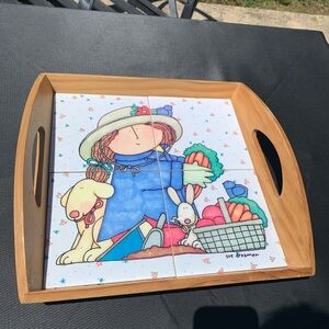 Colorful Ceramic Tile serving tray with Bunny Design